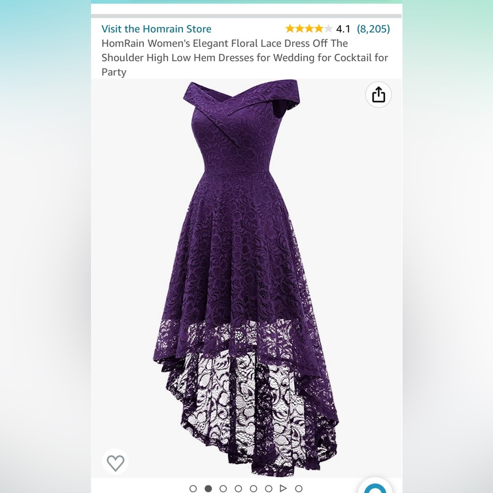 Off shoulder hi low lace dress size small